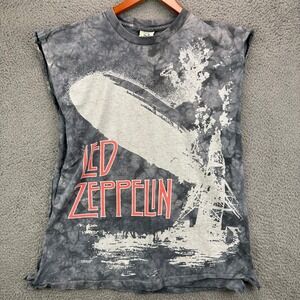 Liquid Blue Led Zeppelin Sleeveless T-Shirt Mens XL Grey Tie Dye Rock Band‎ 1999